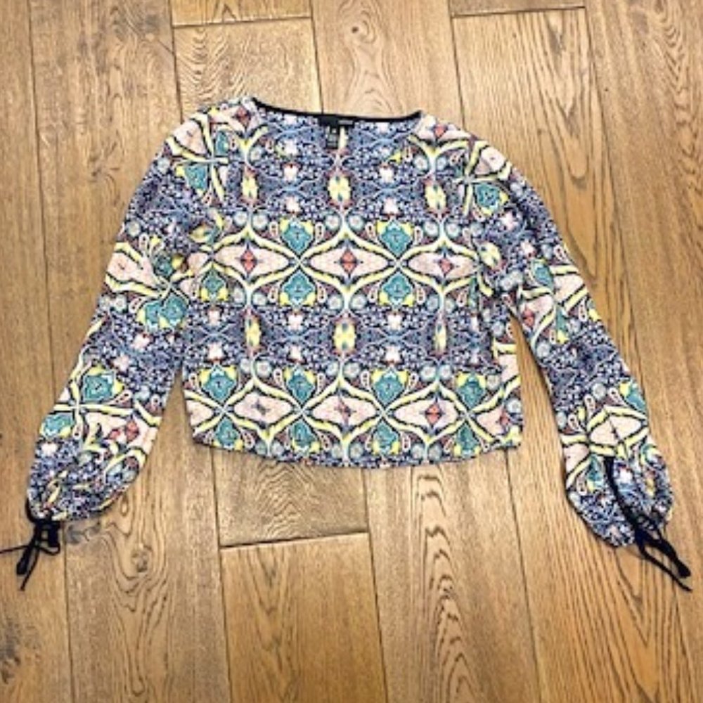 BLOOMINGDALE'S AQUA Brand Colorful Peasant Top / Womens Size S, Great Condition!